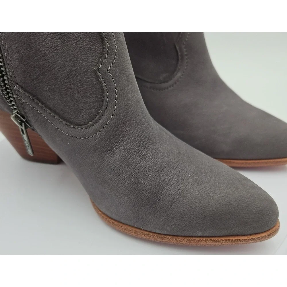 Frye REINA Blue Gray Suede Leather Western Ankle Zip Bootie 3471724-JEA W/9M EUC